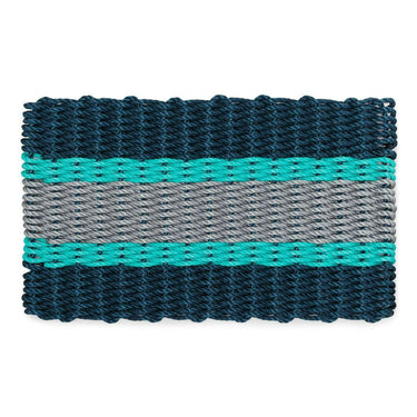 Lobster Rope Doormats, Outdoor Door Mats, Wicked Good Door Mats Made in Maine, Navy Teal and Silver